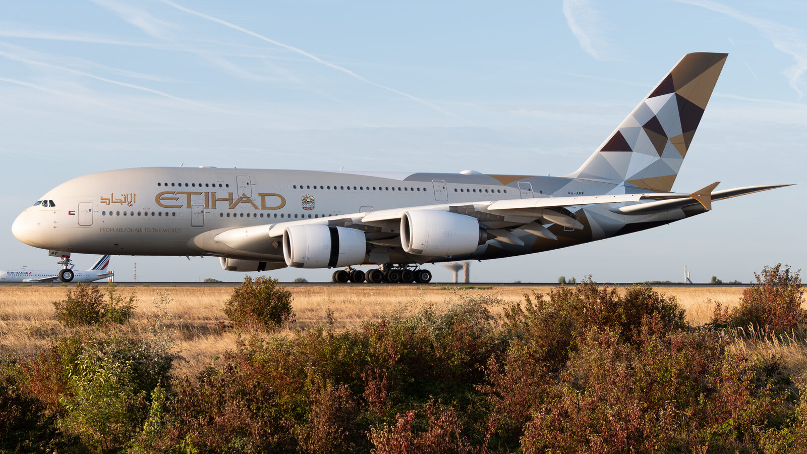Airbus A380 Etihad Airways A6-APF au roulage à Paris CDG